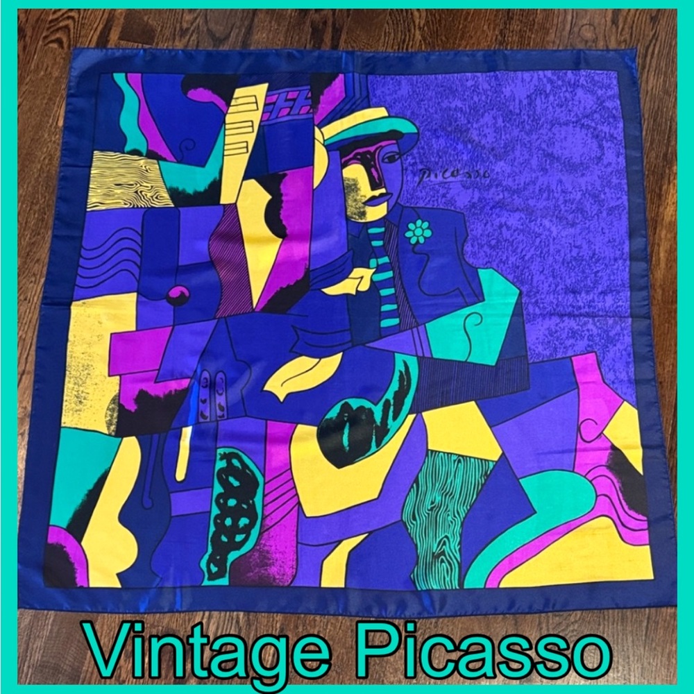 PICASSO VINTAGE PRINTED COLORFUL ABSTRACT SILK SCARF ~ Avant Guarde